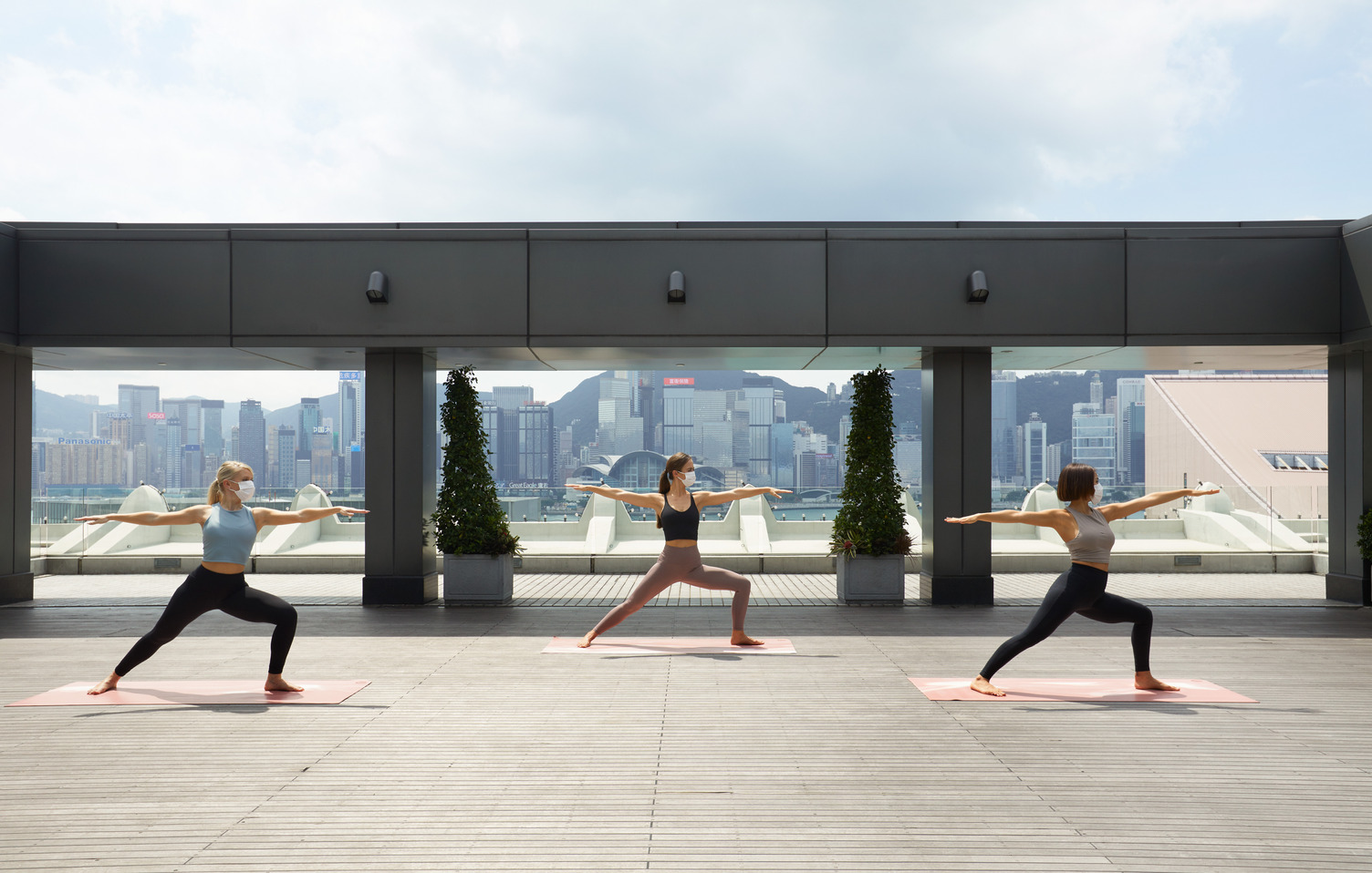 yoga with mask terrace